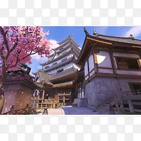 游戏场景阁楼立绘桃花高清