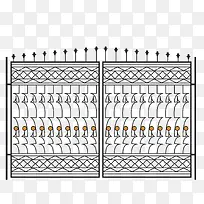 矢量黑色铁艺大门围栏欧式