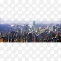 维港夜景灯光璀璨灯光