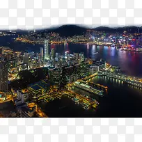 香港维多利亚港夜景图