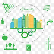 未来技术与绿色城市矢量