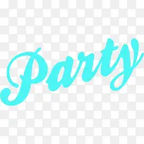 party浅蓝色字体设计