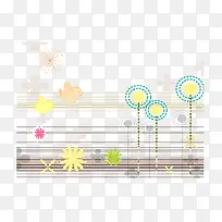 卡通童趣花卉背景装饰矢量图