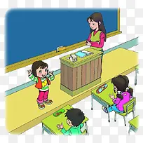 卡通学生上课图片