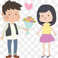 情侣约会甜蜜送花