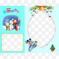 蓝色冬天插图照片边框背景元素