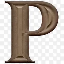 木质雕刻字母P