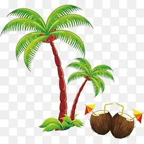 椰树椰子夏日海边沙滩素材