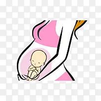 怀着胎儿的孕妈妈卡通画