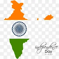 矢量印度地图与国旗