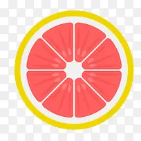 矢量手绘一片西柚水果