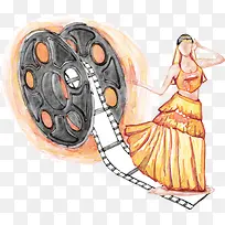 可爱手绘电影女演员矢量图