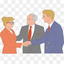 卡通商务插图两人握手