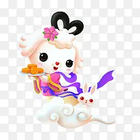 卡通兔子云朵