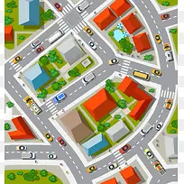 城市卡通平面建行图