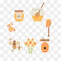 扁平蜜蜂蜂蜜元素矢量素材