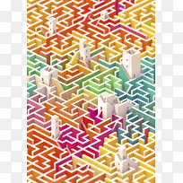 多彩立体迷宫背景图案