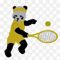 打网球的熊猫