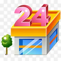手绘24小时小区商店