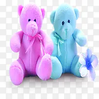 粉色蓝色毛绒玩具熊
