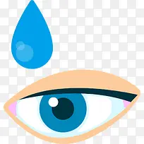 蓝色眼药水水滴眼睛