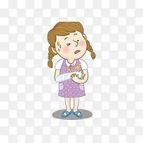 胳膊受伤的卡通女孩