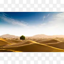 蔚蓝天空金色沙漠