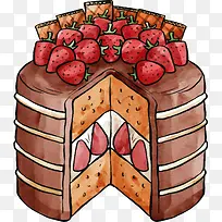 草莓装饰夹心蛋糕