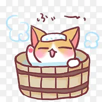手绘小猫洗澡素材