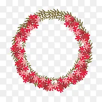 矢量红色花朵围绕空心圆