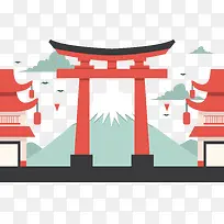 山前寺庙矢量