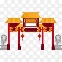 复古风格中国古建筑设计牌坊