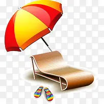 矢量手绘沙滩椅和太阳伞