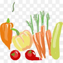 蔬菜胡萝卜西红柿水彩