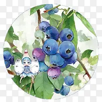 手绘可爱蓝莓拟人
