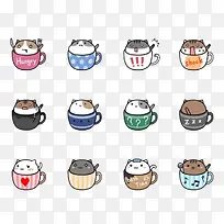 手绘杯子卡通猫