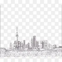 手绘上海景观图