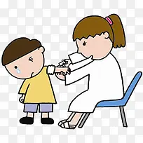 白衣天使给小孩接种疫苗