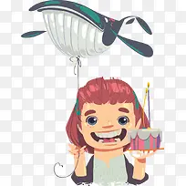 鲸鱼气球生日卡