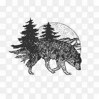 矢量森林孤狼