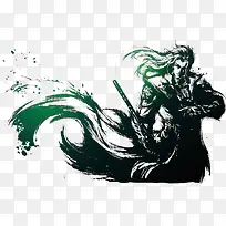 水墨长枪战士