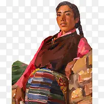 油画藏族女干部