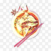 红油抄手手绘画素材图片