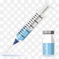 一个矢量蓝色疫苗注射器