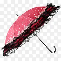 红色波点蕾丝伞