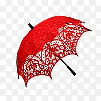 红色蕾丝遮阳伞