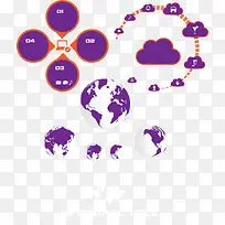 矢量紫色地图图表