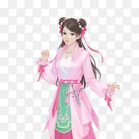 粉衣灵巧小师妹古风手绘
