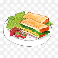 芝士三明治手绘画素材图片