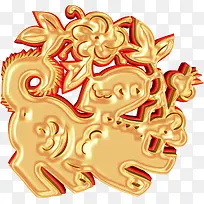 中国风金色浮雕狗年图案